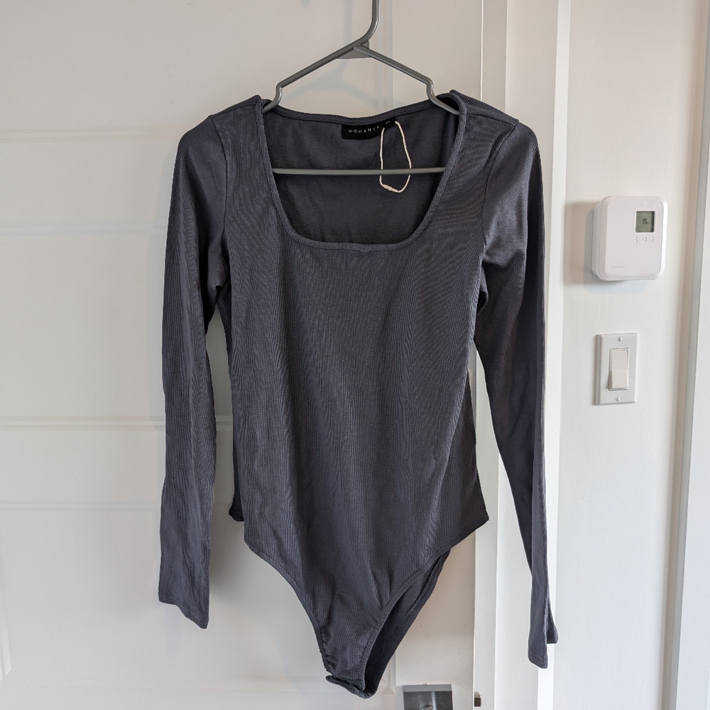 Womance/Gray Long Sleeve Bodysuit Sz L